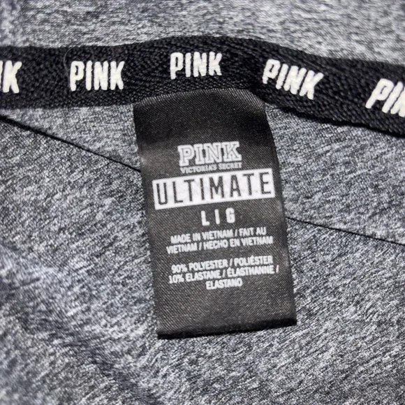 PINK VICTORIA’S SECRET ‘Ultimate’ Dark Grey & Neon Green Sporty Zip-Up Hoodie - Picture 8 of 8